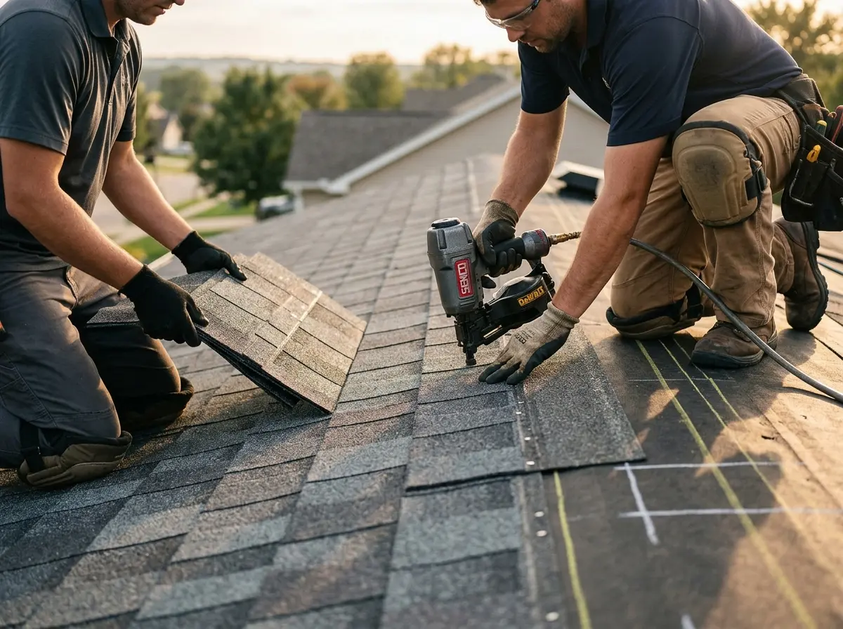 Professional roofer working on a residential roof in Urban Honolulu